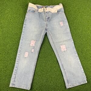 Vintage Y2K Jolt Girls Light Wash Distressed Denim Straight Leg Jeans Sz 24